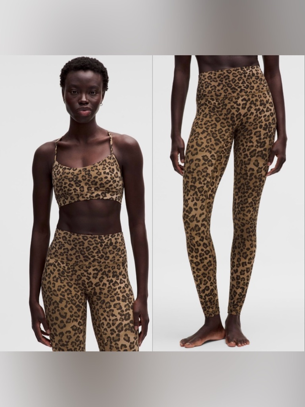 Lululemon 2pc Set Align Leggings 28” Sz 6 & Flow Y Bra Sz 4 - Leopard Print NWT